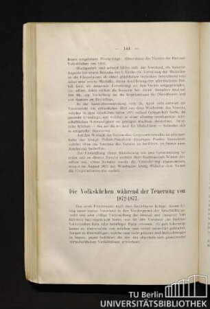 Die Volksküchen während der Teuerung von 1872 - 1877.