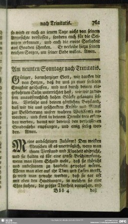Am neunten Sonntage nach Trinitatis