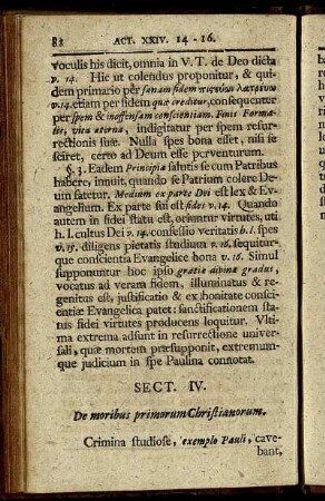 Sect. IV. De moribus primorum Christianorum.