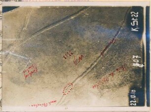 Foto der eigenen Stellungen südlich von Biaches (Luftbild)