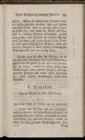 V. Kapitel. Vom Mästen der Kälber.