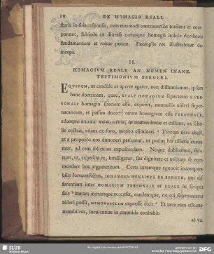 II. Homagium Reale An Nomen Inane. Testimonium Bergeri