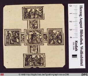 Kreuzdarstellung mit biblischen Szenen