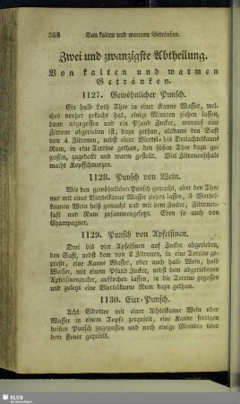 Zwei und zwanzigste Abtheilung. Von kalten und warmen Getränken
