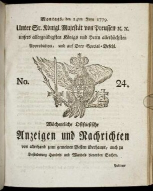 No. 24. Montags, den 14ten Juny 1779.