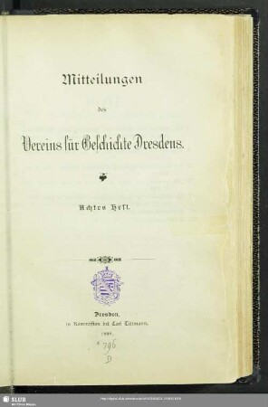 8.1888: Mitteilungen des Vereins für Geschichte Dresdens