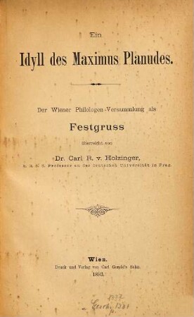 Ein Idyll des Maximus Planudes