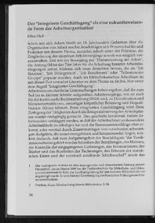Der "Integrierte Geschäftsgang" als eine zukunftsweisende Form der Arbeitsorganisation