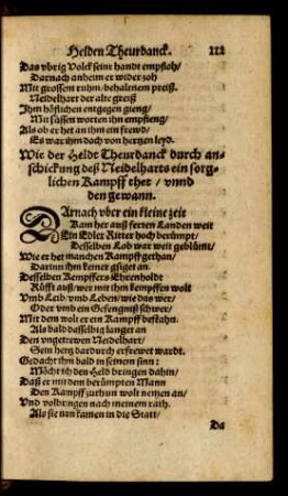 Wie der Heldt Theurdanck durch anschickung deß Neidelharts ein sorglichen Kampff thet/ unnd den gewann.