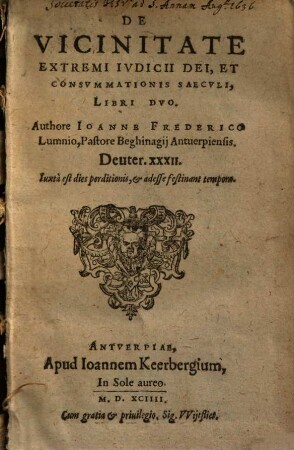 Acta Dispvtationis De S. Coena : Pvblice in Academia Heidelbergensi habitae, inter eius loci Theologos syncerae Religionis propugnatores, & Iohannem Iacobum Grynaeum, Caluiniani dogmatis Sectatorem, mens. April. Anno Christi 1584 ; A Praecipuis ... personis ... excepta, & iam in lucem edita ; Accessit Oratio, Genvinam Vaticiniorum Propheticorum de Christo expositionem asserens, contra Ioannis Caluini ... reprehensiones,... obscurationes, & deprauationes...