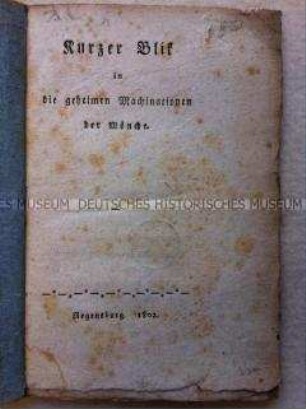 Antimonastische Schrift im Vorfeld der Säkularisation