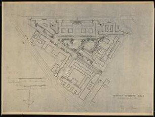 Technische Universität Berlin Stammgelände: Lageplan mit Gartenplan 1:1000, Profile Fahrwege am Physikalischen Institut und an der HBK 1:100