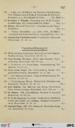 Handzeichnungen (Nr. 183-219)