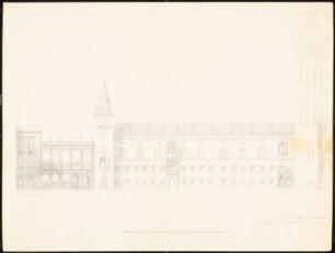 Schloss, Königsberg Umbau: Aufriss Hofseite, Flügel der jetzigen Ober-Präsidial-Wohnung