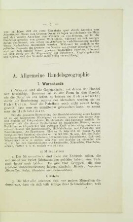 A. Allgemeine Handelsgeographie