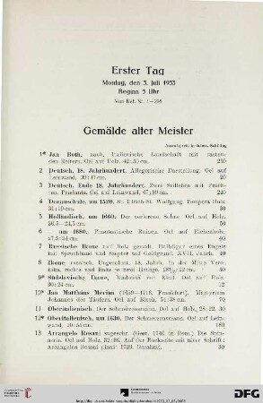 Gemälde alter Meister (Nr. 1-20)