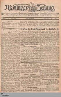 Riedlinger Zeitung : Tag- und Anzeigeblatt für den Bezirk Riedlingen