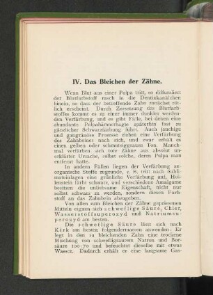 IV. Das Bleichen der Zähne.