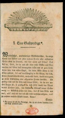 I. Eine Gastpredigt