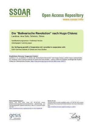 Die "Bolivarische Revolution" nach Hugo Chávez