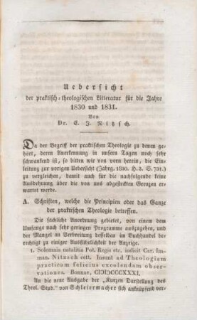 443-494 Uebersicht der praktisch-theologischen Litteratur für die Jahre 1830 und 1831