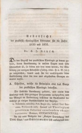 443-494 Uebersicht der praktisch-theologischen Litteratur für die Jahre 1830 und 1831