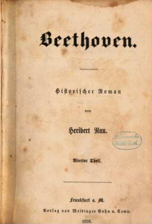 Beethoven : Historischer Roman von Heribert Rau. 4