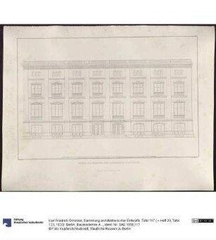 Sammlung architektonischer Entwürfe. Tafel 117 ( = Heft 20, Tafel 123, 1833): Berlin. Bauakademie. Aufriss der Hauptfassade