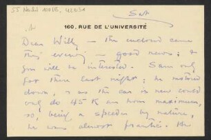 Brief an Willy Strecker und B. Schott's Söhne : o.D. ["Sat"]