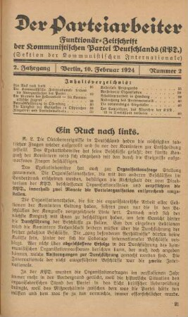 2. Jahrgang, Berlin, den 10. Februar 1924, Nummer 2
