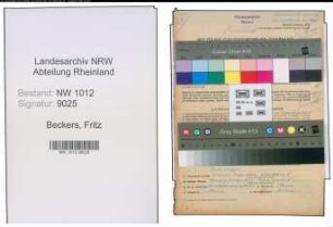 Entnazifizierung Fritz Beckers , geb. 29.11.1903 (Steuergehilfe)