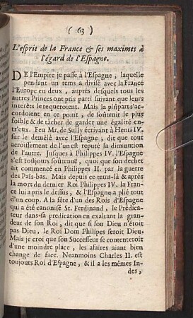 L'esprit de la France & ses maximes à l'égard de l'Espagne.