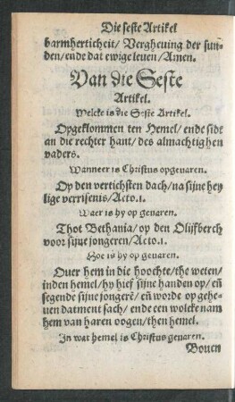 Van die Seste Artikel.