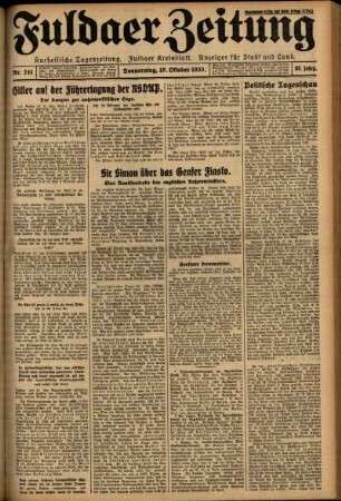 Erste Ausgabe vom Donnerstag, den 19. Oktober 1933.