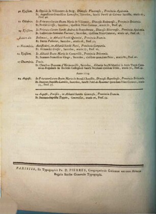 Nomina et cognomina Canonicarum Regularium Congregations Gallicanae qui obierunt anno .... 1775