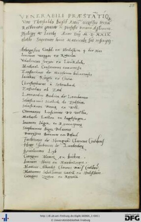 [fol. 25] Rektorat Theobald Bapst 1529
