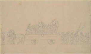 Historischer Winzerfestzug in der Lößnitz: Festwagen mit den Küfern