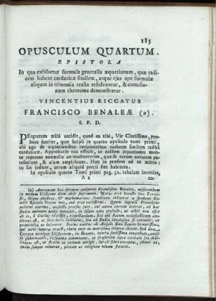Opusculorum Quartum.