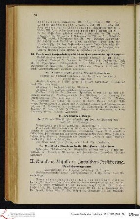 II. Kranken- Unfall- und Invaliden-Versicherung.