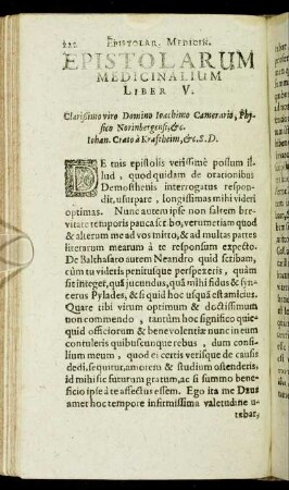 Epistolarum Medicinalium Liber V.