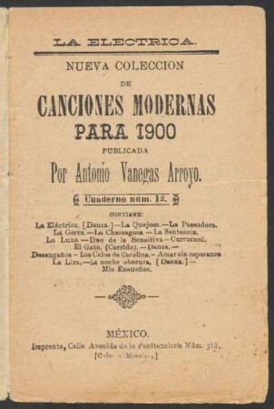 La eléctrica : Nueva colección de canciones modernas para 1900 ; N°.12