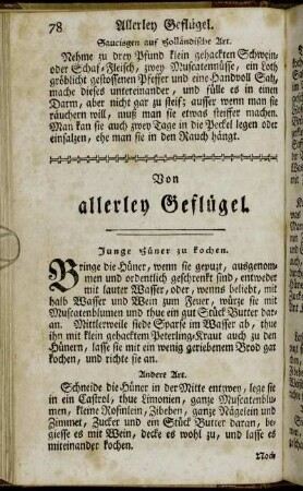 Von allerley Geflügel.