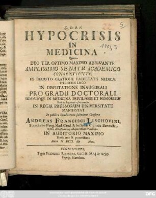 Hypocrisis In Medicina