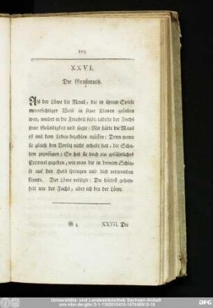 XXVI. Die Großmuth.