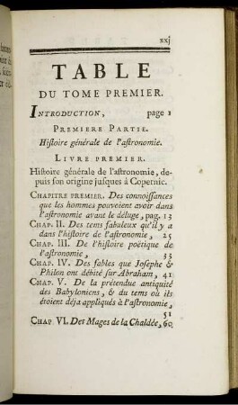 Table Du Tome Premier.