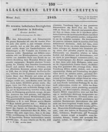 Die neuesten katholischen Streitigkeiten und Umtriebe in Schlesien (Fortsetzung von Nr. 159)
