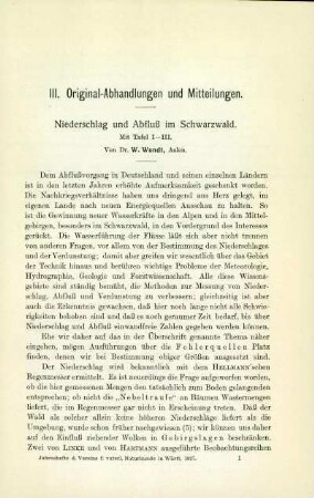 Niederschlag und Abfluß im Schwarzwald