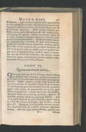 Caput VI. Quaenam rerum initia.