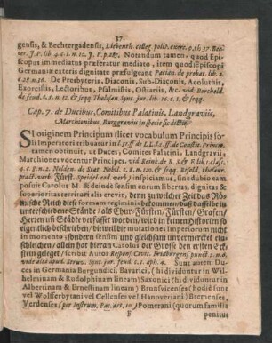 Cap. 7. de Ducibus, Comitibus Paltinis, Landgraviis, Marchionibus, Burggraviis in specie sic dictis.
