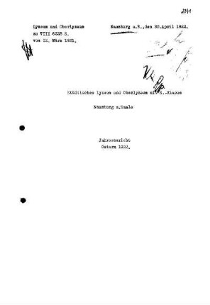 1921/22: Jahresbericht ... 1921/22